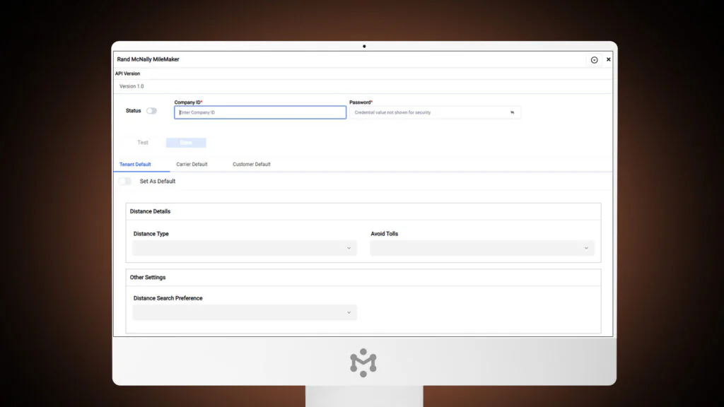 Rand McNally MileMaker API configuration in MasterMind